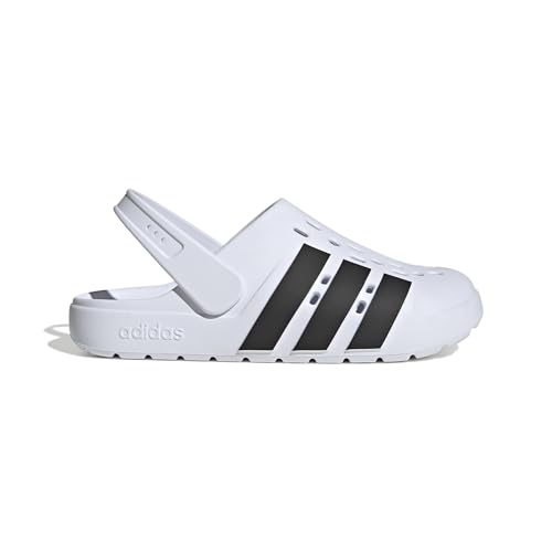 adidas Unisex-Adult Adilette Clog, White/Black/White, 11