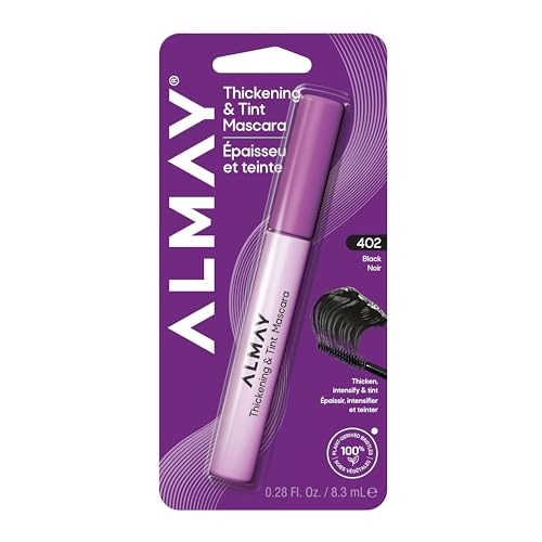 Almay Thickening & Tint Mascara, Instant Soft Full Volume, Conditions & Darkens Natural Lashes Over Time, No Flaking or Clumping, 402 Black, 0.28 fl oz