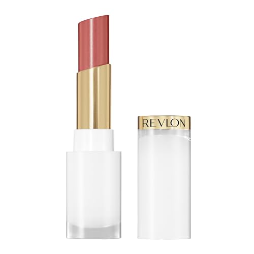 REVLON Super Lustrous Glass Shine Balm, Hydrating Tinted Lipstick, Sheer, Glossy Shiny Finish, 004 Nude Illuminator, 0.11 oz
