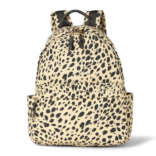 Amazon Essentials Unisex Kids&#x27; Nylon School Backpack, Beige Leopard, One Size