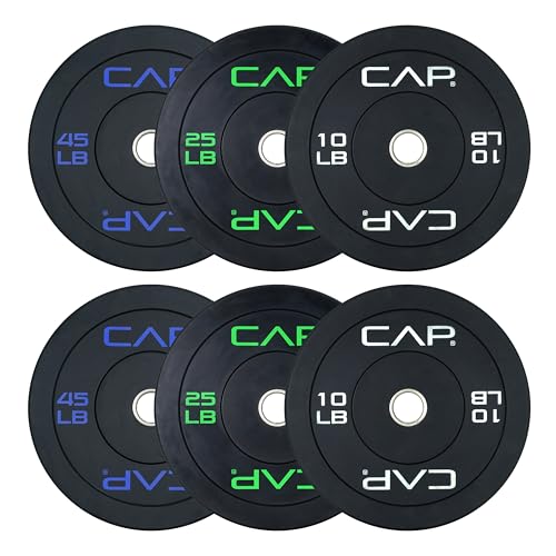 CAP Barbell 160 LB Economy Olympic Bumper Plate Set with Color Logo | Black