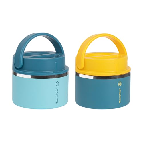 ThermoFlask 12 oz Double Wall Insulated Food Jar, 2-Pack, Mountain Spring + Ocean / Ocean + Sunrise