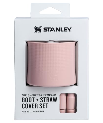 STANLEY Quencher Boot and Straw Cover Cap | Anti-Slip Silicone Protector for 40 oz Tumbler with Handle | Accessory Set for Stainless Steel Drinking Cup | BPA-Free | Pink Dusk