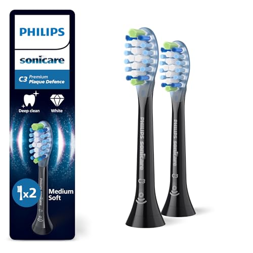 (-19%) Philips Sonicare C3 Premium Plaque Defense, Original Ersatzbürstenköpfe, Schwarz, 2er-Pack, HX9042/88