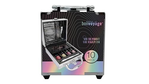 bonvoyage, Nail Kit Manicure Set, Includes 4 Nail Polishes, Clippers, Cuticle Cutter, Buffer And Stencils, Portable and Lightweight Travel Case, The Perfect Nail