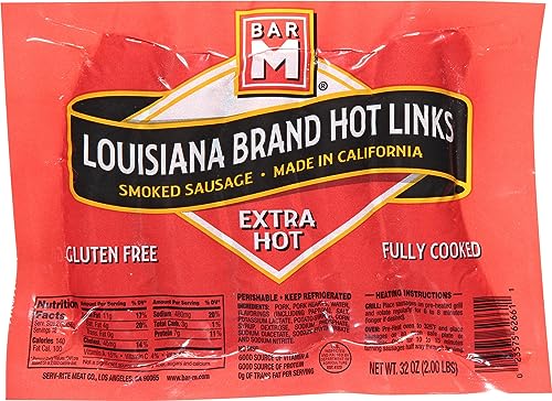Bar-M, Hot Links Extra Hot Louisiana Brand, 32 Ounce