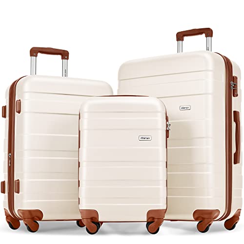 Merax Luggage 3 Pcs ABS Hardside Luggage Sets TSA Lock Spinner Wheel Suitcases