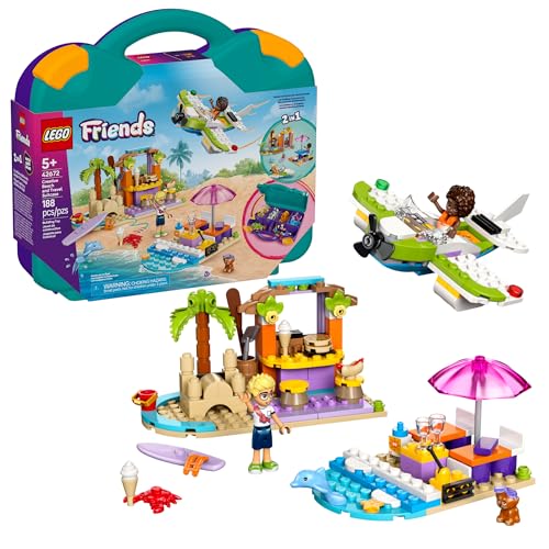 LEGO Friends Creative Beach and Travel Suitcase Toy Building Set - Portable Pretend Play Set for Kids, Girls and Boys, Ages 5+ - Preschool Toy with 2 Minidolls - 42672