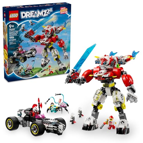 LEGO DREAMZzz Cooper's Tiger Mech & Zero's Hot Rod Car Toy - Building Robot Toy for Kids, Boys and Girls, Ages 9+ - Building Kit for Pretend Play - Gift Idea for Birthdays - 71497