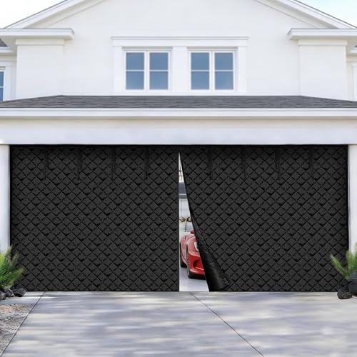 VEVOR Garage Door Screen for Winter, 16x7FT Garage Door Insulation Kit for 2 Car Garage, Magnetic Thermal Insulated Garage Door Curtain, Waterproof Windproof Soundproof Garage Door Cover