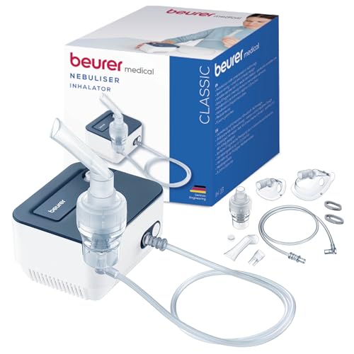 Beurer IH 16 Inhalator, Inhalationsgerät für Kinder und Erwachsene, bei Erkältungen und Atemwegserkrankungen der oberen und unteren Atemwege, einfache Reinigung