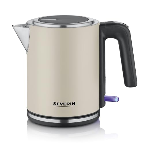 (-38%) Severin elektrischer Wasserkocher, 1L, mit herausnehmbaren Kalkfilter, XXL-Öffnung, Leuchtanzeige, 360°-Basis, Schnelles Aufkochen, 2.400 W, Wasserstandsanzeige, Edelstahl, dusty beige, WK 9577
