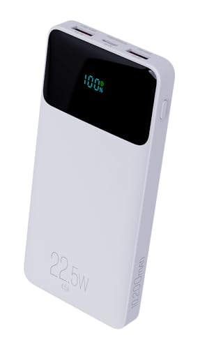 Power Bank 10200mAH, Bateria Portátil Universal, Carga Rápida, Display Indicador, Entradas Micro USB e USB-C, 2 Portas USB-A, Branco, PB102WH, ELG