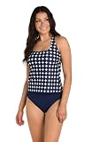 24th & Ocean Women's Over The Shoulder Tankini Swimsuit Top, Midnight//Mod Illusions, 8