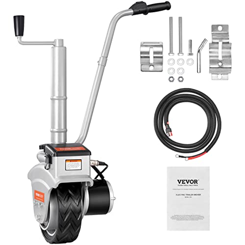 VEVOR Electric Trailer Dolly, 5000lbs Towing Capacity, 350W 12V Trailer Jockey Wheel with 22 ft/min Moving Speed, 12''-24.8'' Adjustable Clamp Height & 8'' Rubber Tire, for Moving Caravan Boat
