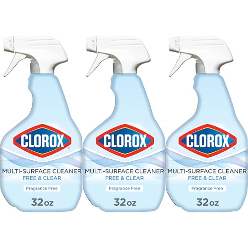 CLOROX Free & Clear Multi Surface Cleaner, Spray Bottle, Fragrance Free, 32 Fluid Ounces, Pack of 3