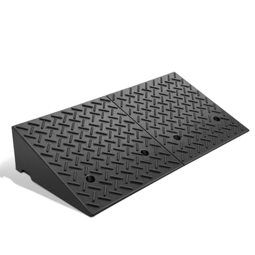 DNA MOTORING 7.7" Rise Rubber Curb Ramp Heavy Duty Loading Driveway Ramp Threshold Ramp 39 in L x 19.7 in W x 7.7 in H for Loading Dock, Warehouse, Wheelchair, Motorcycles, Cars, TOOLS-00654