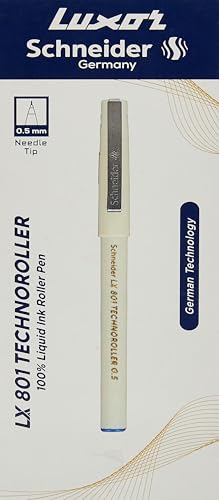 Luxor Schneider LX 801 Technoroller Roller Pen, 0.5 mm Needle Tip, 12 Units Pack, Ink Colour - Red, 100% Liquid Ink, German Technology