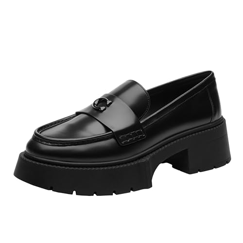 Coach Women's Leah Platform Loafer, Smooth Black, 7.5