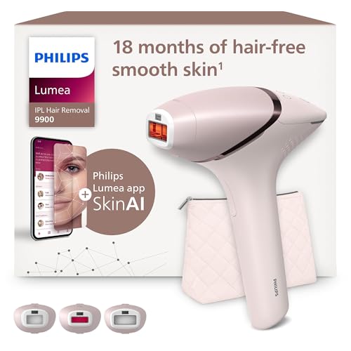 (-41%) Philips Lumea IPL 9900 Series - IPL Geräte Haarentfernung für bis zu 2 Jahre seidig-glatte Haut¹ mit 3 Aufsätzen für Körper & Gesicht, kabellos, Alternative zur Laser-Haarentfernung (BRI953/02)