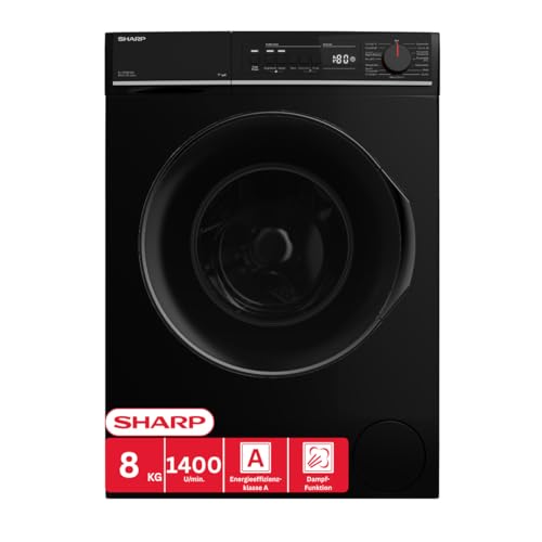 (-63%) SHARP ES-PRO814BA-DE Waschmaschine (8 kg, EEK A, 1400 U/min.), (WiFi, Inverter Motor, Dampf, AquaStop), Schwarz