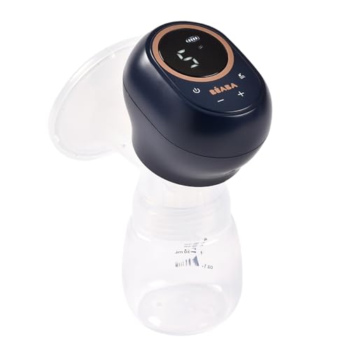 BÉABA, Electric Milk Pump Simple, Nomadic and Light, 3 Modes, 9 Levels, Silent, Large Capacity 180mL, Nightlight, Timer, Memory Function, 6 Sessions, USB C Charging, Night Blue