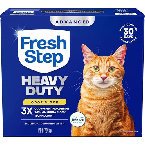 Fresh Step Clumping Cat Litter, Heavy Duty Advanced, Long Lasting 30-Day Odor Control with Odor Eliminating Carbon, 17.5 lb