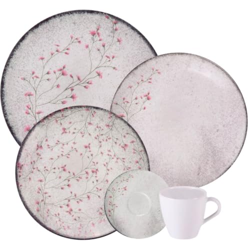 Aparelho De Jantar Tramontina Azzura Em Porcelana Decorada 2 Cor Branco