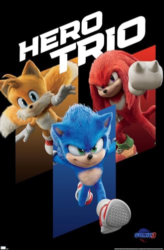 Trends International Sonic The Hedgehog 3 - Hero Trio Wall Poster, 34L x 22.4W, Unframed Version