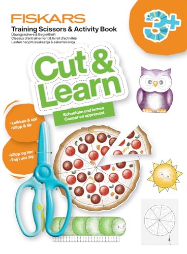 Fiskars practice scissors and craft book with tips & tricks, From 3 years, For right and left-handed use, Plastic/metal, Blue, 1077663
