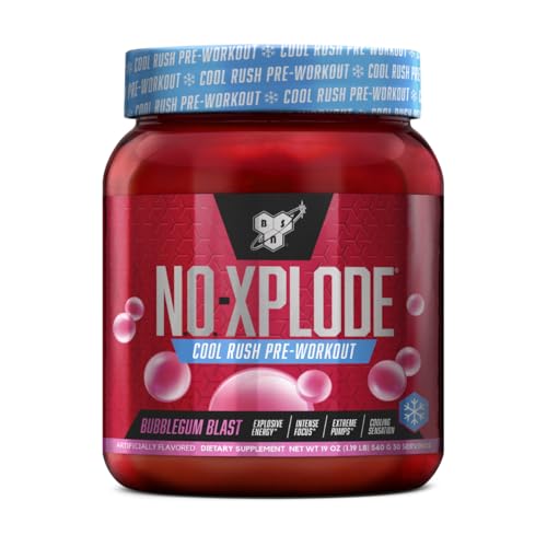 BSN N.O.-XPLODE Cool Rush Pre Workout Powder, Preworkout Energy Supplement for Men and Women with Creatine and Beta-Alanine, New Flavor: Bubblegum Blast, 30 Servings