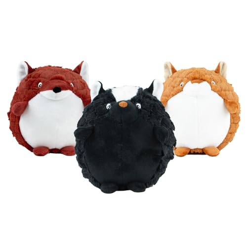 Ancol Play Time For Dogs Plush Squeaky Cuddle Quilted Woodland Animals mixed pack with three styles