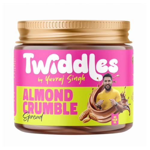 Twiddles by Yuvraj Singh Almond Crumble Chocolate Spread,250G(Crunchy) - Made With 50% California Almonds & Seeds |16G Protein|70% Less Sugar|No Palm 