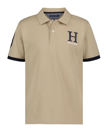 Tommy Hilfiger Boys' Short Sleeve Pique Matt Polo Shirt, Button Closure, Soft & Comfortable, Sandalwood, 8