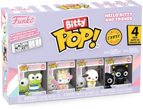 Funko Pop! Bitty: Sanrio - Keroppi, Hello Kitty (Unicorn Party), Pochacco, and Chase Mini Figure - 0.9 Inch (2.2 Cm) - Hello Kitty Collectable - Stackable Display Shelf Included - Gift Idea