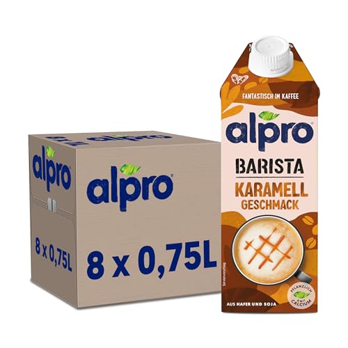 🔥 STARKER PREIS (-31%) Alpro Barista Karamell – 8 x 750ml – Zum Aufschäumen – Aus Hafer und Soja