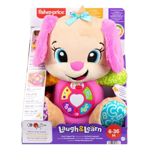 (-48%) Fisher-Price Musikalischer Lernspaß für Babys Smart Stages Hundefreundin, Plüschspielzeug mit Smart Stages für Babys ab 6 Monaten, in Niederländisch, Englisch, Französisch, Deutsch, Italienisch, JFD31