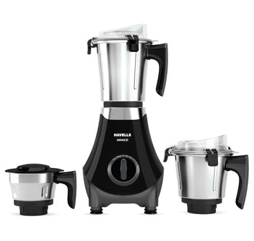 Havells Grace BLDC+ Mixer Grinder 800W|3 Jars|50% less perceptible Noise|45% Higher Grinding Power|Wider Mouth Jars with Clip Locking|Leak Resistant J