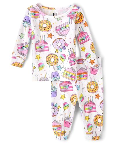 The Children's Place,Baby Girls,and Toddler Short Sleeve Top and Pants Snug Fit 100% Cotton 2 Piece Pajama Set,Birthday,3 Months,6 Months