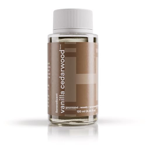 Homedics SereneScent Vanilla Cedarwood Home Fragrance Oil, 120 ml, for use with Homedics SereneScent Waterless Diffuser (ARMH-970/973), Clean & Natural Everyday Collection