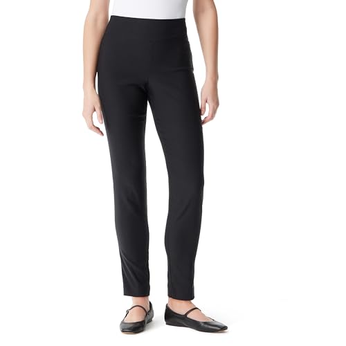 Gloria Vanderbilt Women's Pull On Tummy Slimmer Trouser Pant Standard, Black