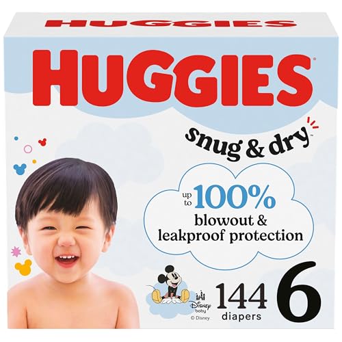 Huggies Size 6 Diapers, Snug & Dry Baby Diapers, Size 6 (35+ lbs), 144 Count (2 Packs of 72), Packaging May Vary
