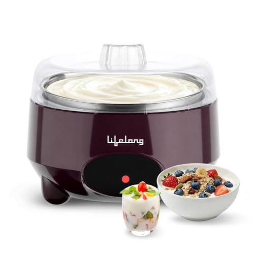 Lifelong  Automatic Yogurt & Curd Maker Machine for Home | Auto Temperature Regulation | Electric Probiotic Yogurt Maker for Kitchen (1 L) | Thick Cre
