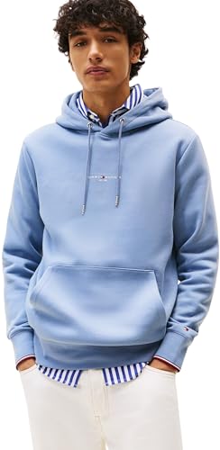 ⚡ BLITZDEAL (-50%) Tommy Hilfiger Herren Hoodie mit Kapuze, Blau (Brisk Blue), XS