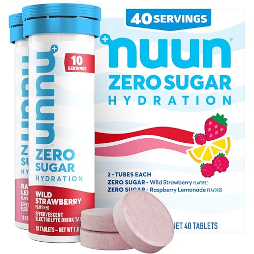 Nuun Zero Sugar Hydration Electrolyte Tablets - Magnesium, Calcium, Potassium, Chloride & Sodium, Light & Delicious Fruit Flavors, No Sugar, Gluten Free, Vegan, Mixed Berry 4 Pack (40 Servings Total)