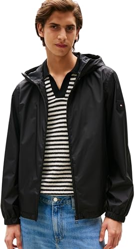 ⚡ BLITZDEAL (-70%) Tommy Hilfiger Herren Übergangsjacke Hooded mit Kapuze, Schwarz (Black), M
