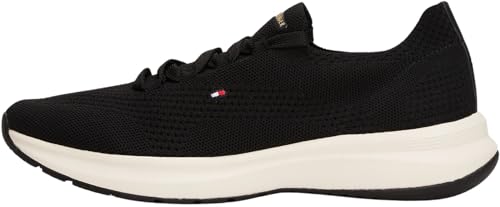 🔥 STARKER PREIS (-40%) Tommy Hilfiger Damen Runner Sneaker Knit Low Top, Schwarz (Black), 38