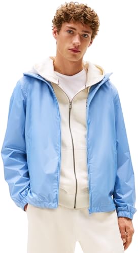 🔥 STARKER PREIS (-75%) Tommy Hilfiger Herren Übergangsjacke Hooded mit Kapuze, Blau (Cloudy Blue), L