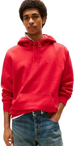 🔥 STARKER PREIS (-59%) Tommy Jeans Herren Hoodie Regular Fit Flag Fleece mit Kapuze, Rot (Sapphire Red), XS