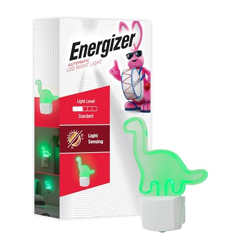 Energizer Long-Neck Dinosaur Night Light, Neon, Auto On/Off, Green